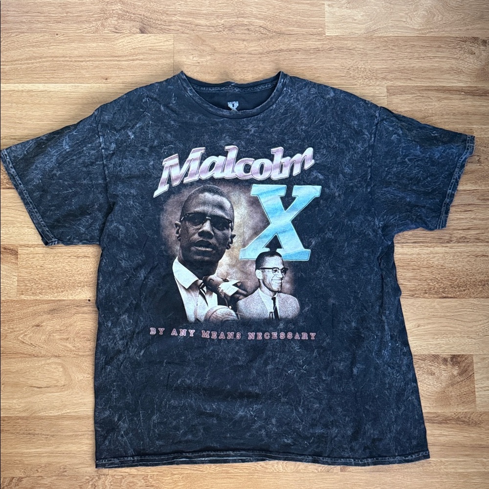Malcolm X Graphic Black Mineral-Wash Men’s Tee-shirt